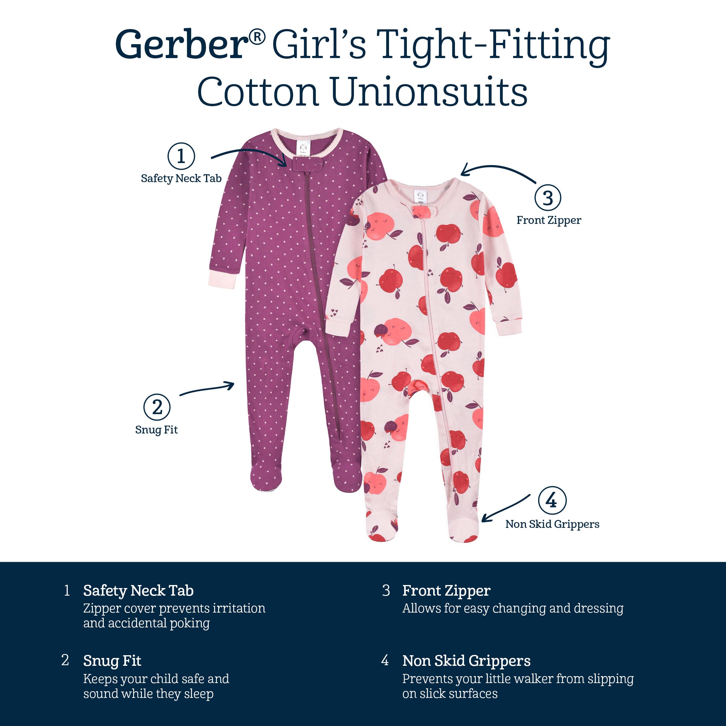 Gerber 2-Pack Footed Footed Pajamas Pantoufles pour bébés et Bambins Bébé garçon