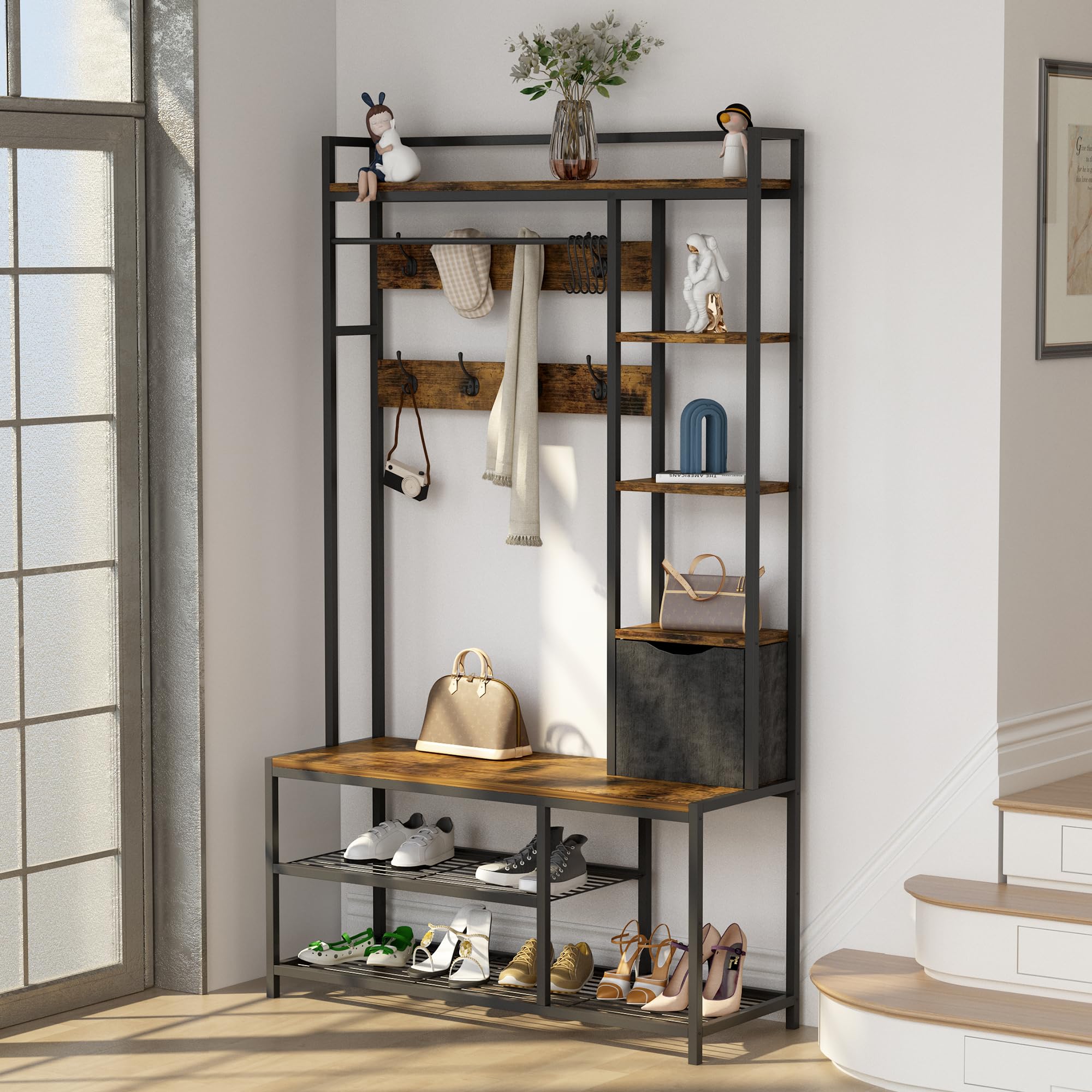 Amazon.com: JoanKaren Hall Tree with Storage Bench, Coat Rack