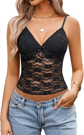 Avidlove Lace Tops for Women V Neck Camisole Top Sleeveless Y2k Tank Going Out Outfits 2025 Trendy