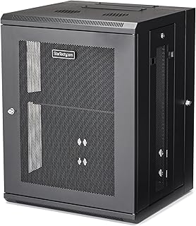 StarTech.com 15U 19" Wall Mount Network Cabinet - 16" Deep Hinged Locking IT Network Switch Depth Enclosure - Assembled Vented Computer Equipment Data Rack w/Shelf/Flexible Side Panels (RK1520WALHM)