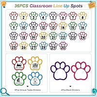 Vista 4 de D24TIME Puntos de alineación para el suelo del aula, 36 unidades de 4.5 pulgadas, impermeables, números de números para aula, calcomanías