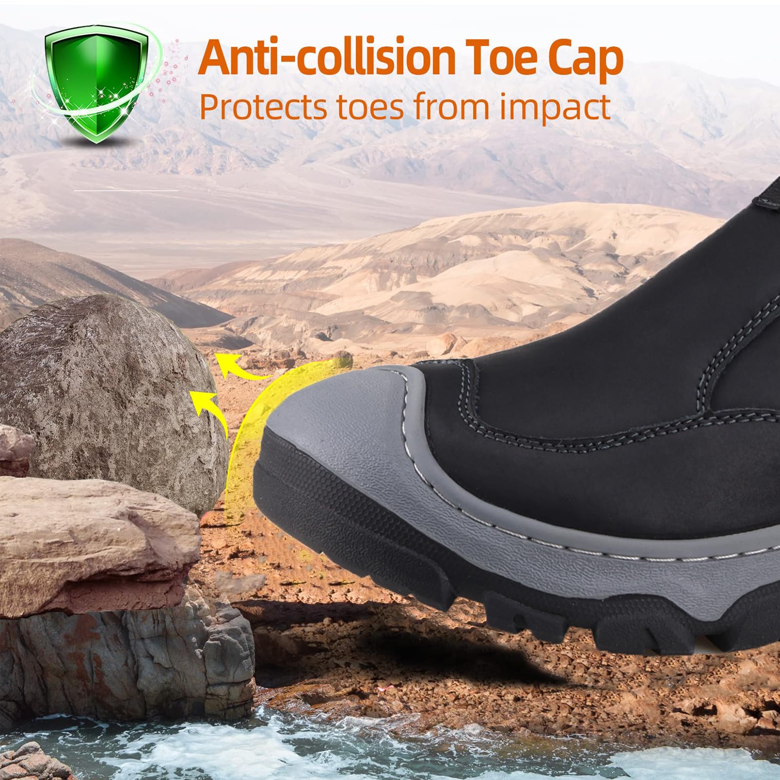 Herren-Leder-Slipper, wasserdicht, für Arbeit, Walking, Outdoor, Wandern, bequeme Freizeitschuhe