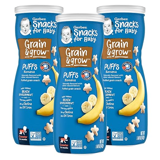 Gerber Snacks for Baby Grain & Grow Puffs, Banana, Puffed