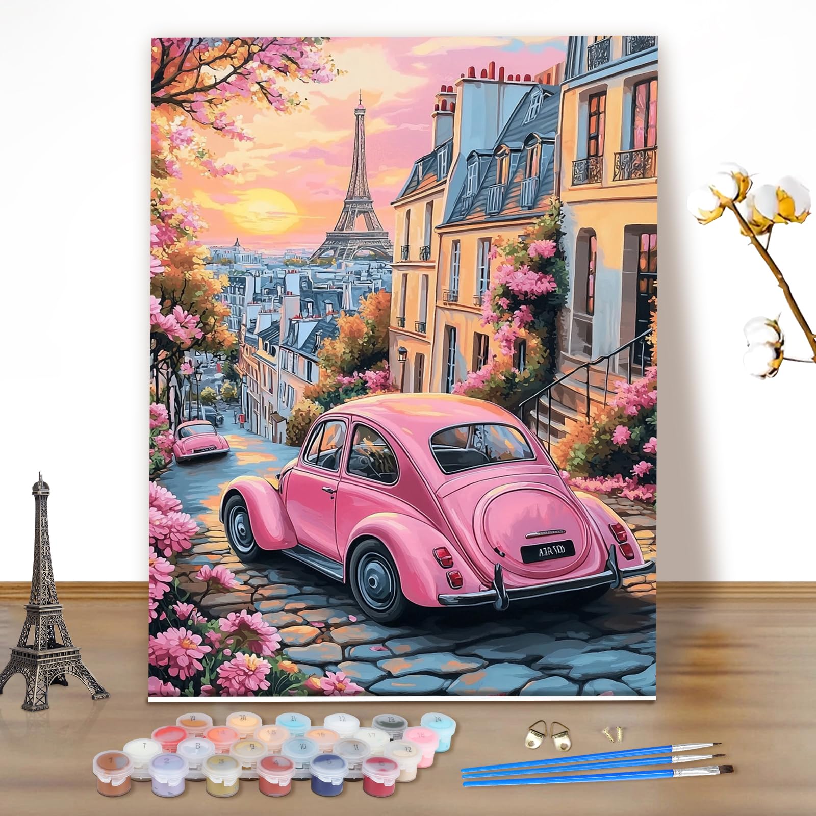 MEIYUDA Pintar por Numeros Adultos París al atardecer, DIY Painting by Numbers Kits Cuadros por Numeros, Pintura de Bricolaje Sobre Lienzo con Pinceles Decoración para el Hogar 40x50cm(sin marco) en oferta en Amazon
