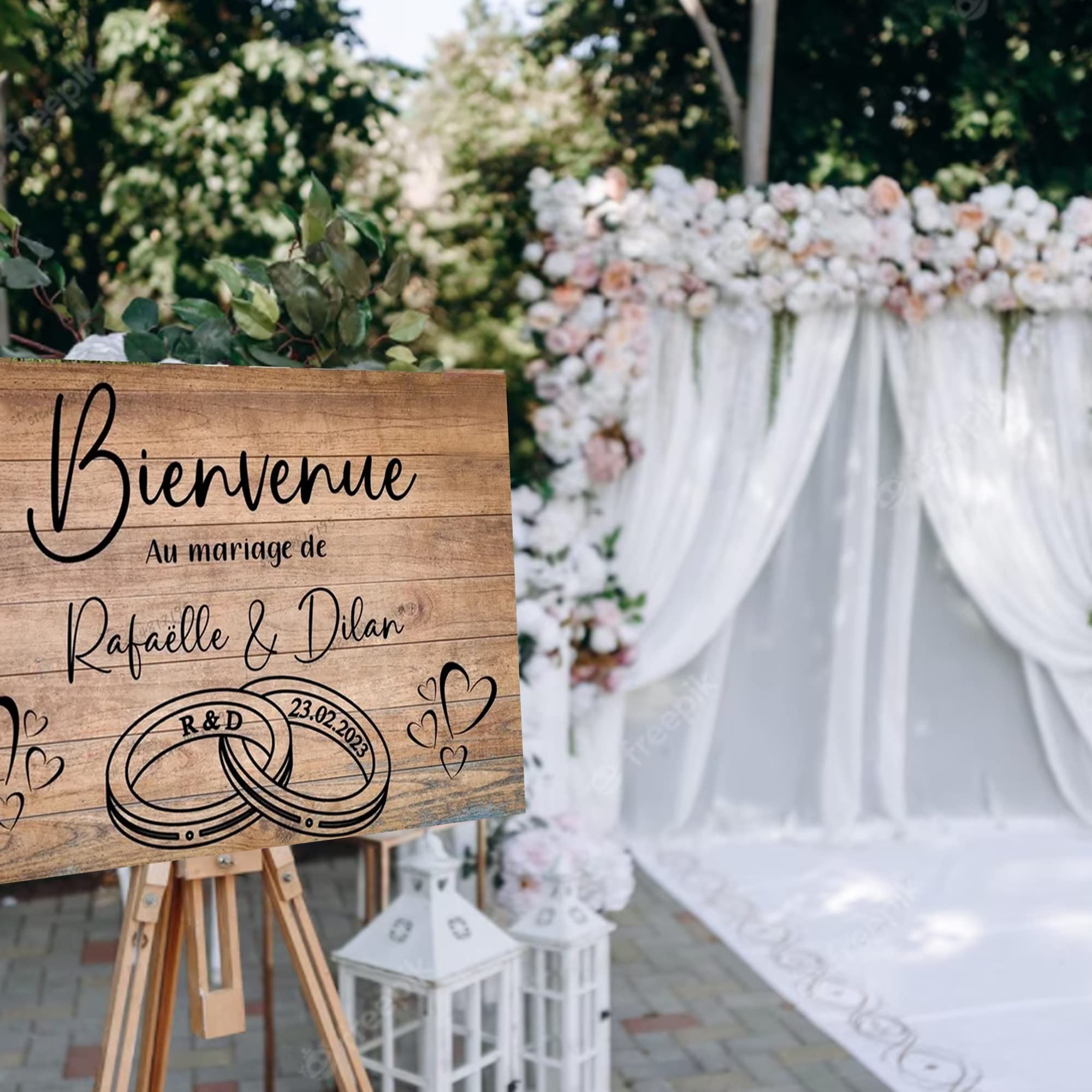 Panneau De Bienvenue Personnalisé Pour Décoration De Mariage Avec Photo D'entrée Personnalisée Pour Mariage, Fiançailles, Fête, Toile Personnalisée
