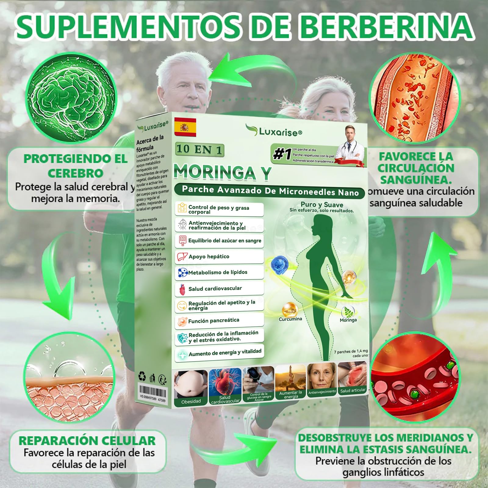 Luxarise 10 EN 1 Moringa Parche Avanzado, para hombres y mujeres (2 Caja) — view 6