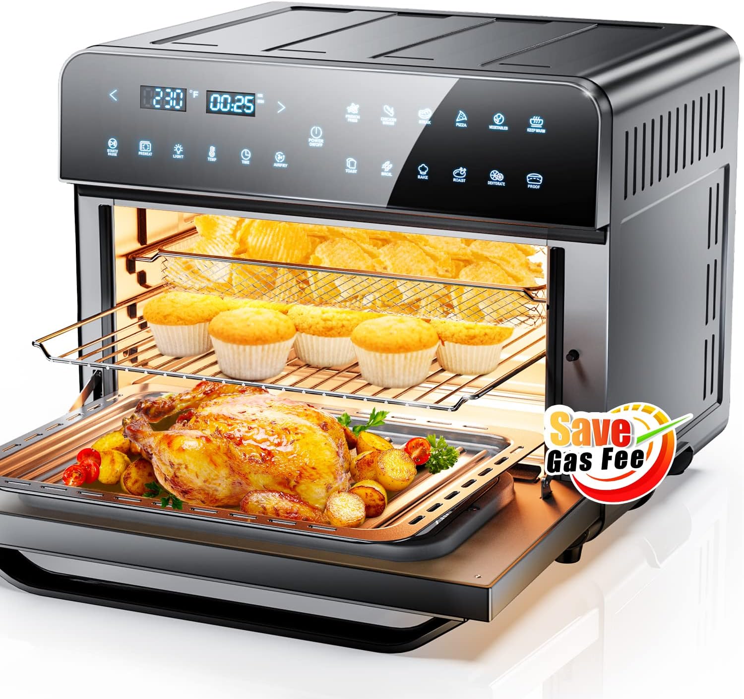 25L Convection Oven, Countertop Convection Mini Oven, 12 in 1