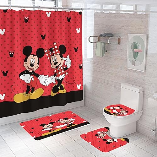 Juego de cortinas de ducha antideslizantes con 4 piezas incluye cortina de ducha, alfombras, tapa de inodoro y tapete de baño. Cortina de baño de