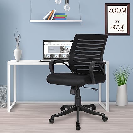 SAVYA HOME Apex Zoom Ergonomic Home and Revolving Office Chair (Black)