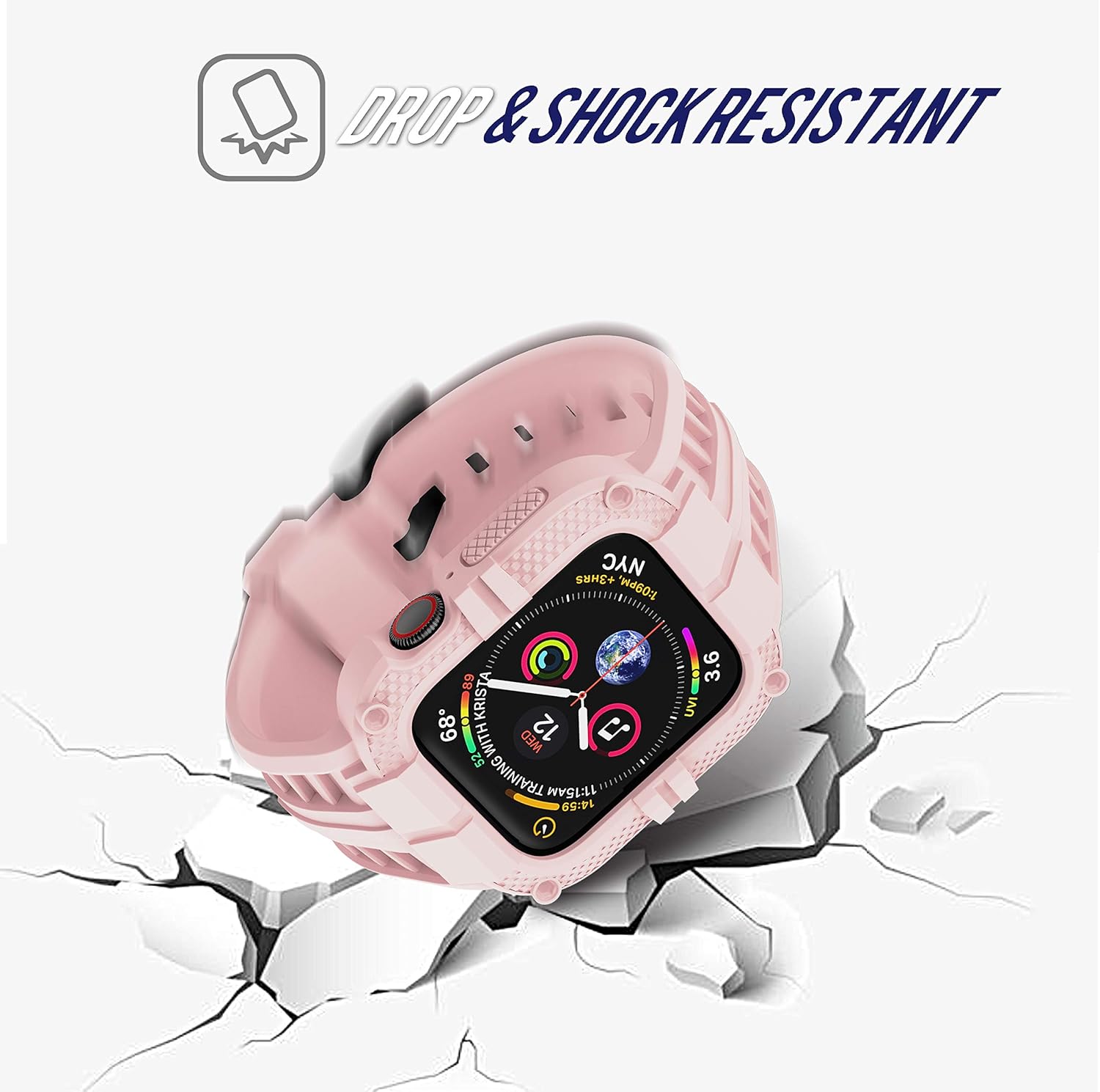 T-ENGINE Rugged Watch band Compatible with Apple Watch Series 9 Band for 44mm 42mm (Not compatible with 45mm) SE 9/8/7/6/5/4/3 for Men (Pink, 45mm/44mm/42mm) - Image 2