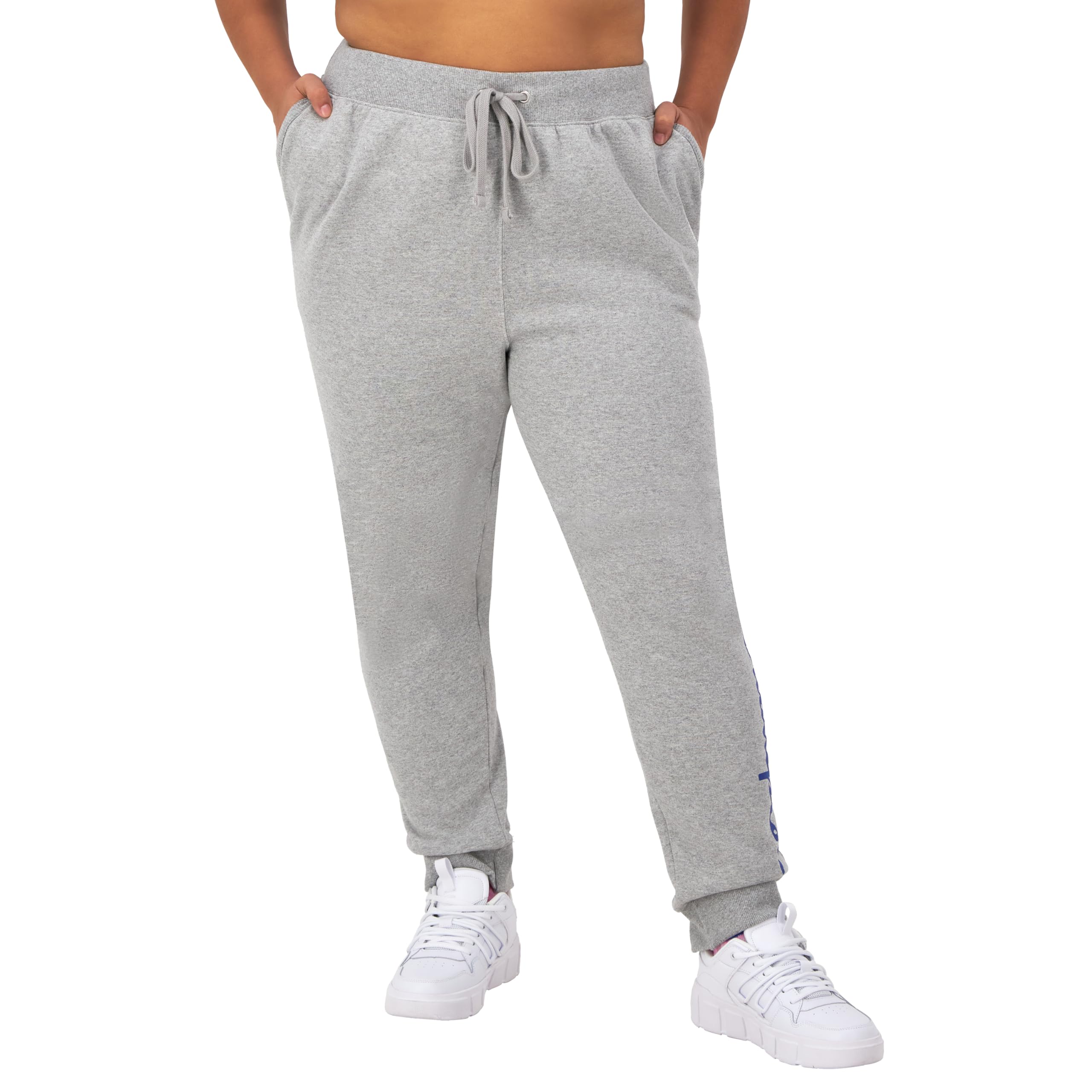 Champion Women's, Powerblend, Fleece Joggers, Comfortable Pants, 29" (Plus, Oxford Gray Script, XS