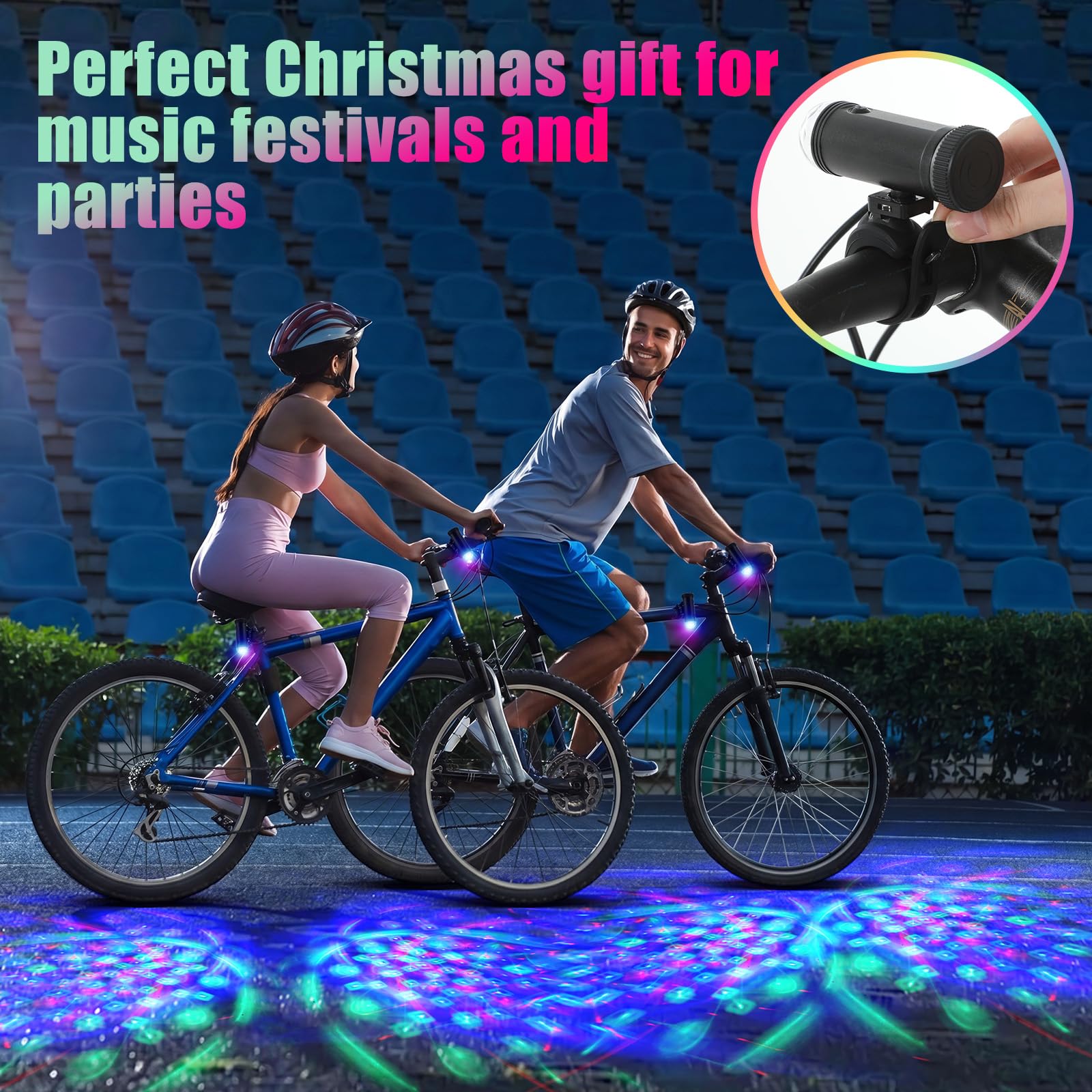 Lumière LED pour vélo, scooter, discothèque, lumière tricolore, clignotant, accessoire de cyclisme amusant, cadeau de Noël, 3 piles AAA incluses