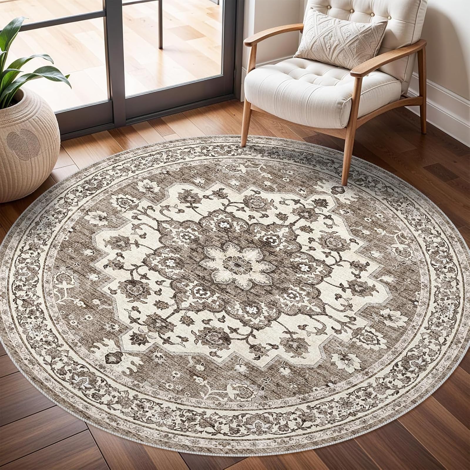 Tapis antidérapant doux et rond 150 cm lavable et stable