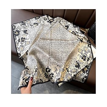 小物 MASU 21AW FUR PRINT SILK SCARF- BROWN Dark Brown Black Scarf Faux Fur Furry Scarf Neck Wrap Warmer