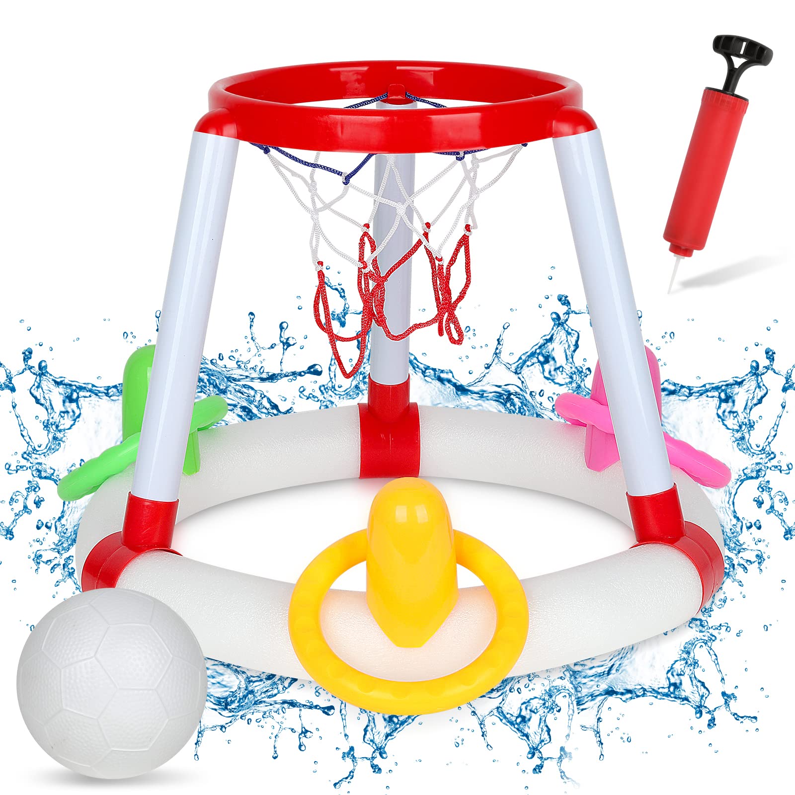 Applysu Flotante Juguetes Baloncesto para Piscina,Aro de Baloncesto de la Piscina Juegos de Lanzamiento y Baloncesto para niños y Adultos