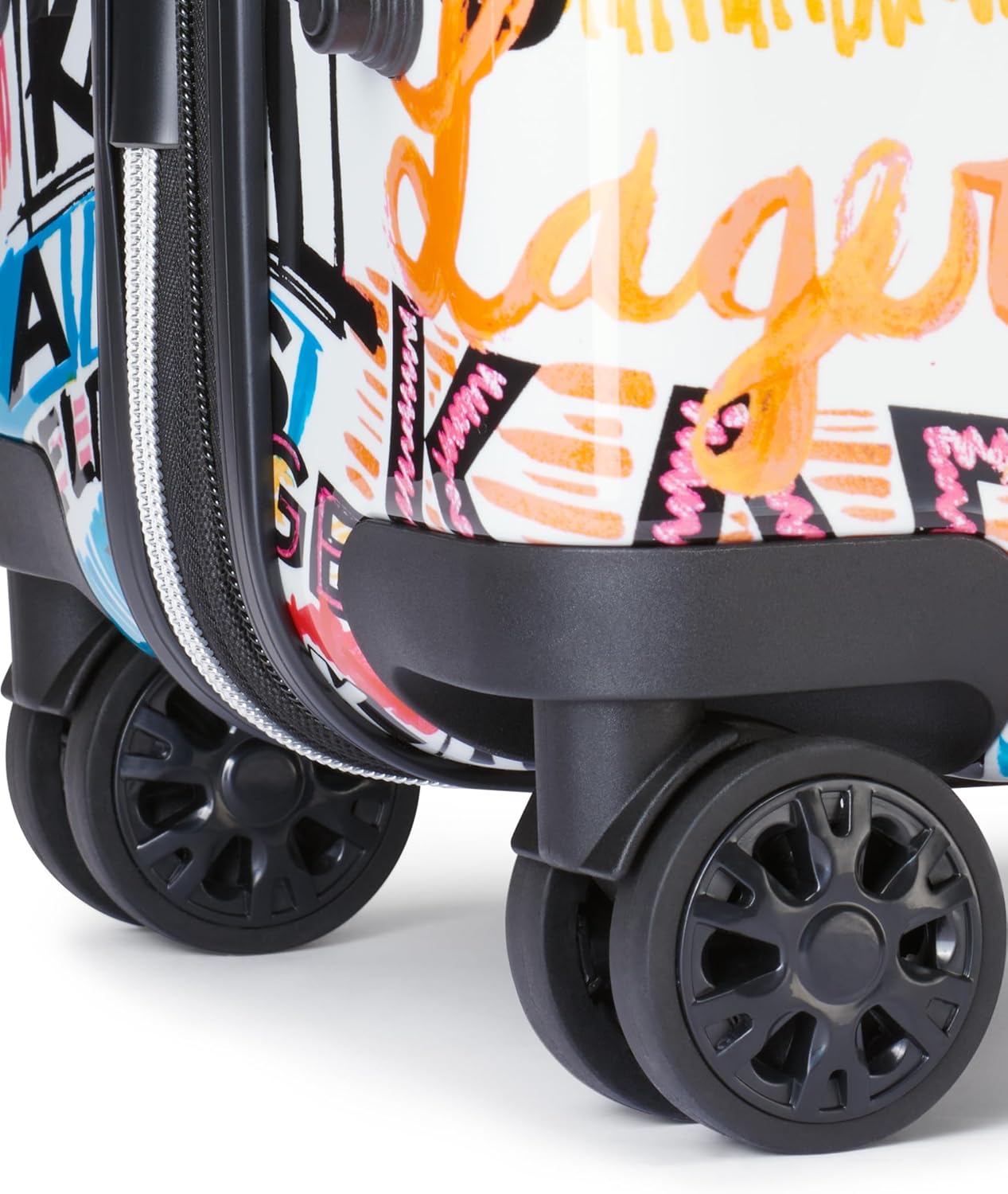 KARL LAGERFELD Paris Women's Logo Explosion Upright Hardside Suitcase, Multi, Large