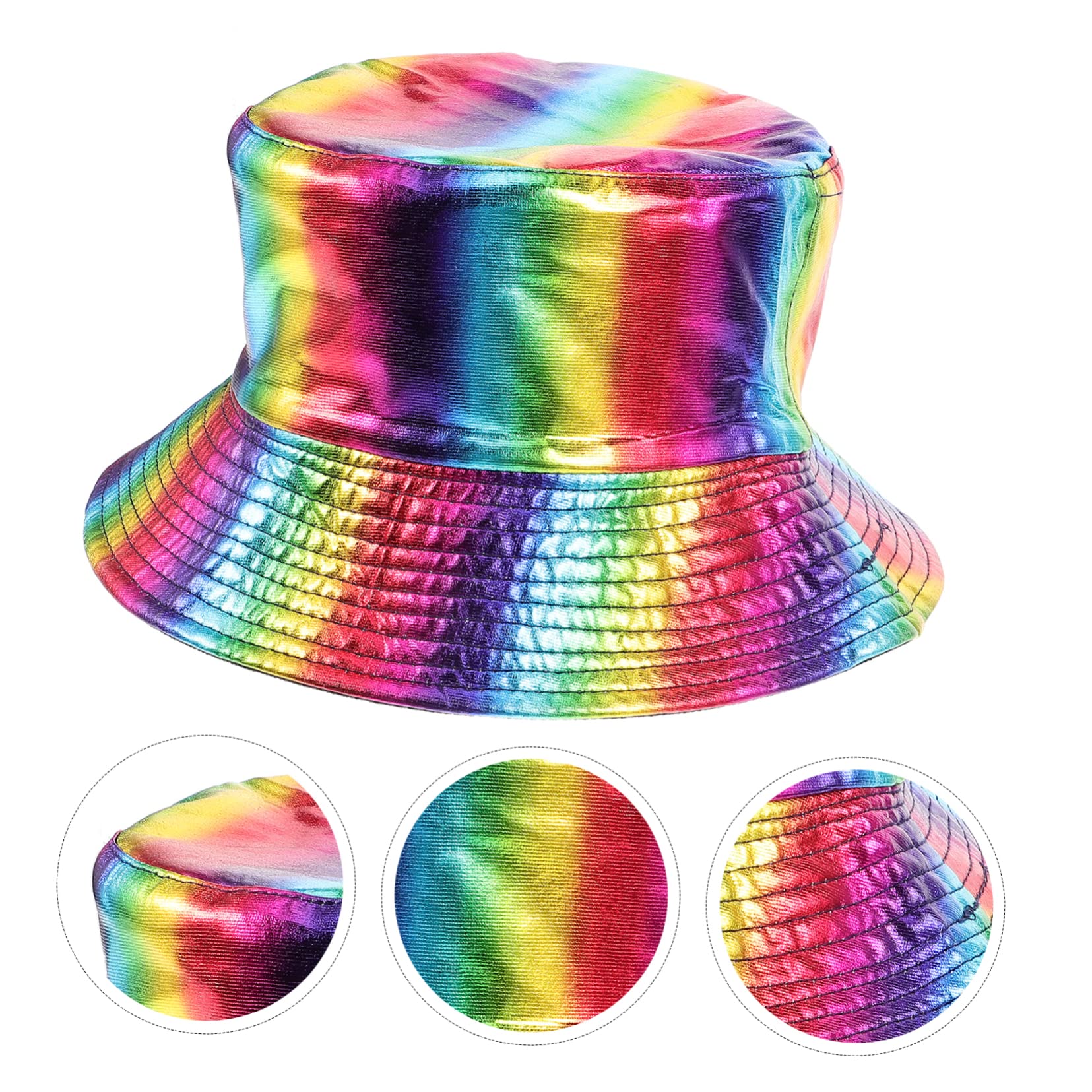 Sombrero de Pescador Rainbow Colorblock Sombrero de Mujer Gorras Tapa Bucket Hat Sombrero Bucket Sombrero de Cubo de Vacaciones Pesca Hombres paño Colorful