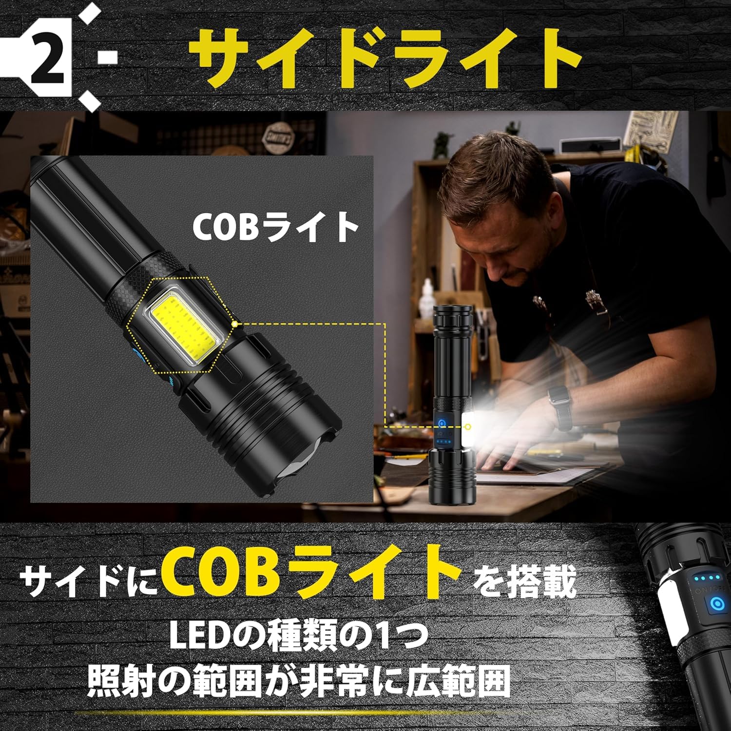 Amazon.co.jp: 懐中電灯 強力 9100lm【XHP160LED 高輝度モデル】Type-C