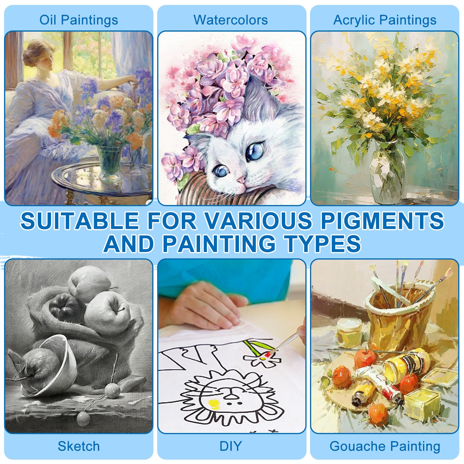 Lot de 8 toiles tendues pour peinture 22,9 x 30,5 cm