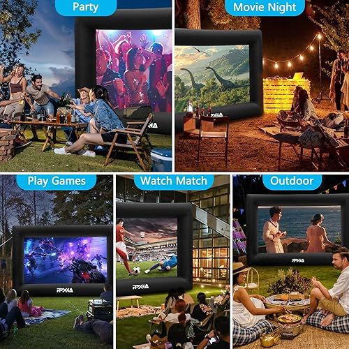 Miniatura 5 de Pantalla de cine inflable para exteriores de 20 pies, pantallas inflables de proyección frontal y trasera con soplador de aire, lo mejor para noches
