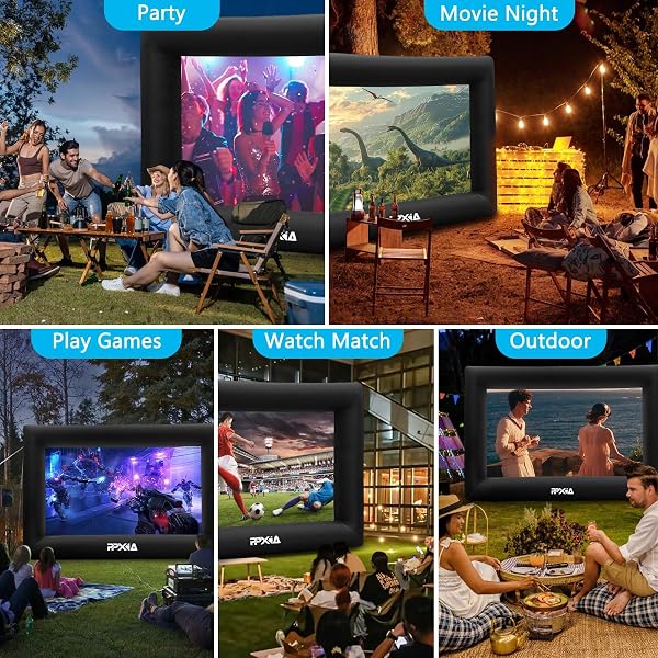 Inflatable Movie Screen Outdoor Projector Screen for Outside 20ft, Blow Up Screens Front and Rear Projection with Air Blower, Best for Movie Nights Backyard Home Theater Pool Party - 5