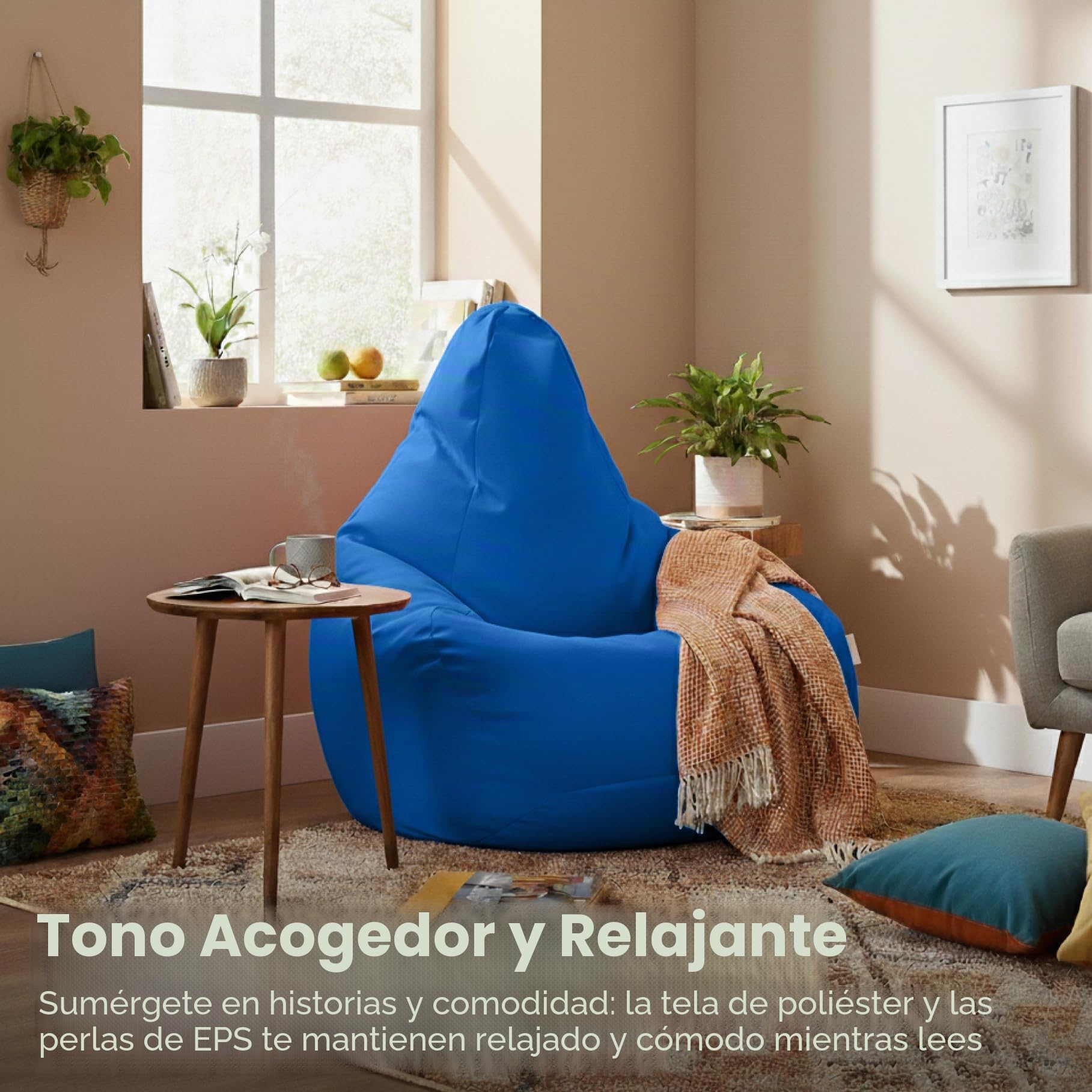 Loft 25 Puff Pera Gamer | Silla Puff Pera para Exteriores Interiores Sala | Resistente Al Agua | Limpieza Fácil | Diseño Ergonómico para Soporte del Cuerpo | Durable Y Cómoda (Marroquí Azul, Puff)