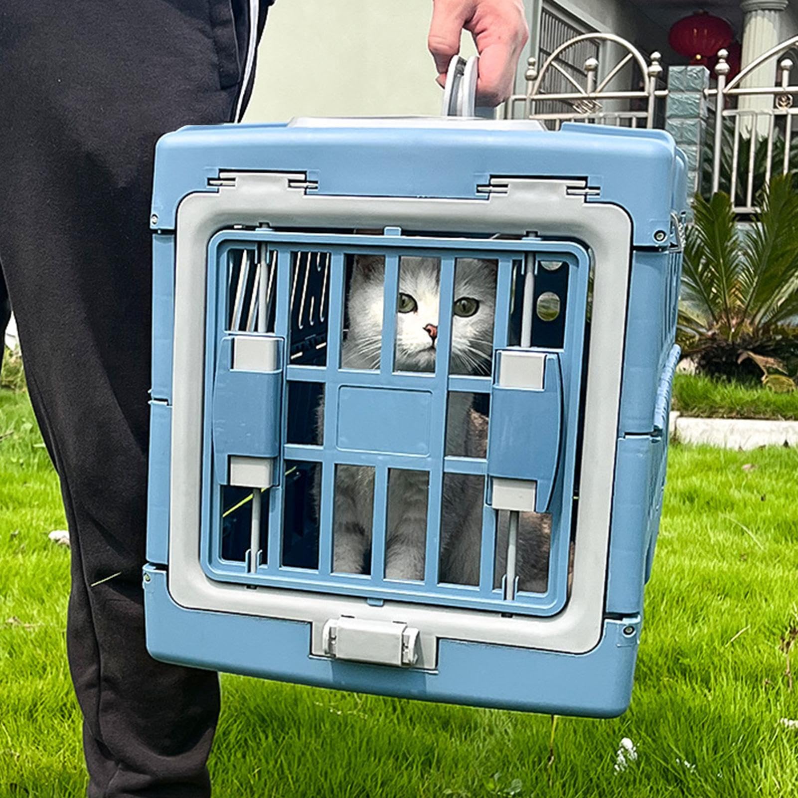 Transportín Para Gatos Y Mascotas Bolso Transportador Plegable y Portátil | Transportín Pequeño con Asa Para Gatitos, Cachorros, Exterior, Avión, Coche, Viaje, Acampada Y