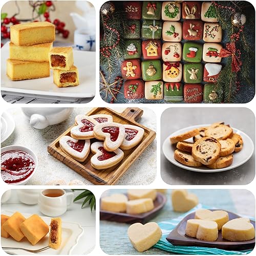 Miniatura 6 de uxcell Juego de 8 cortadores de galletas de metal, cortador de galletas rectangular de aleación de aluminio, adecuado para sándwich casero de