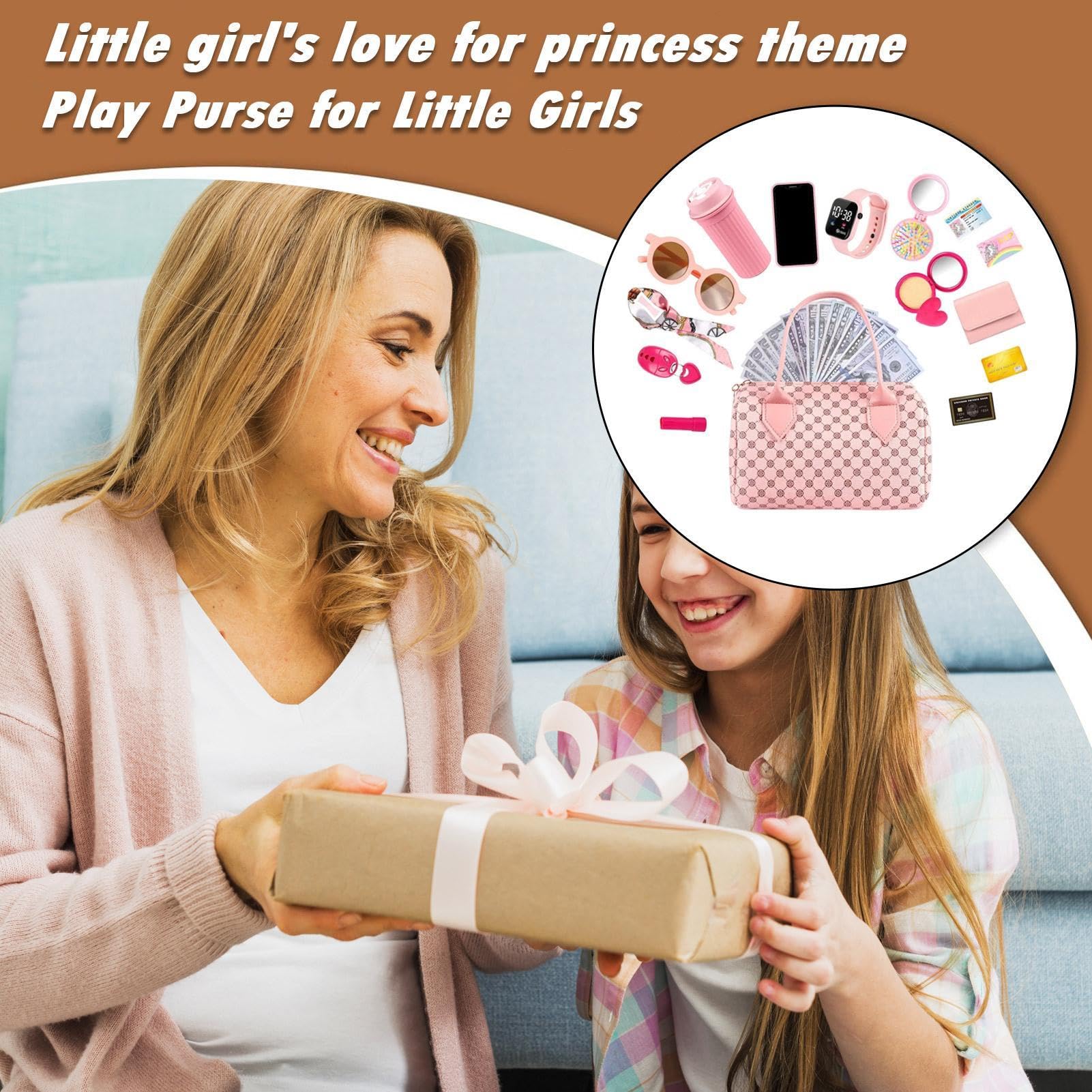 Juego de Monederos para Niñas - Bolso de Juguete con Accesorios | de Juego de rol para Vestir Princesas para Edades de 3 a 6 años, Kit de de simulación, Regalo de cumpleaños para niños, jue