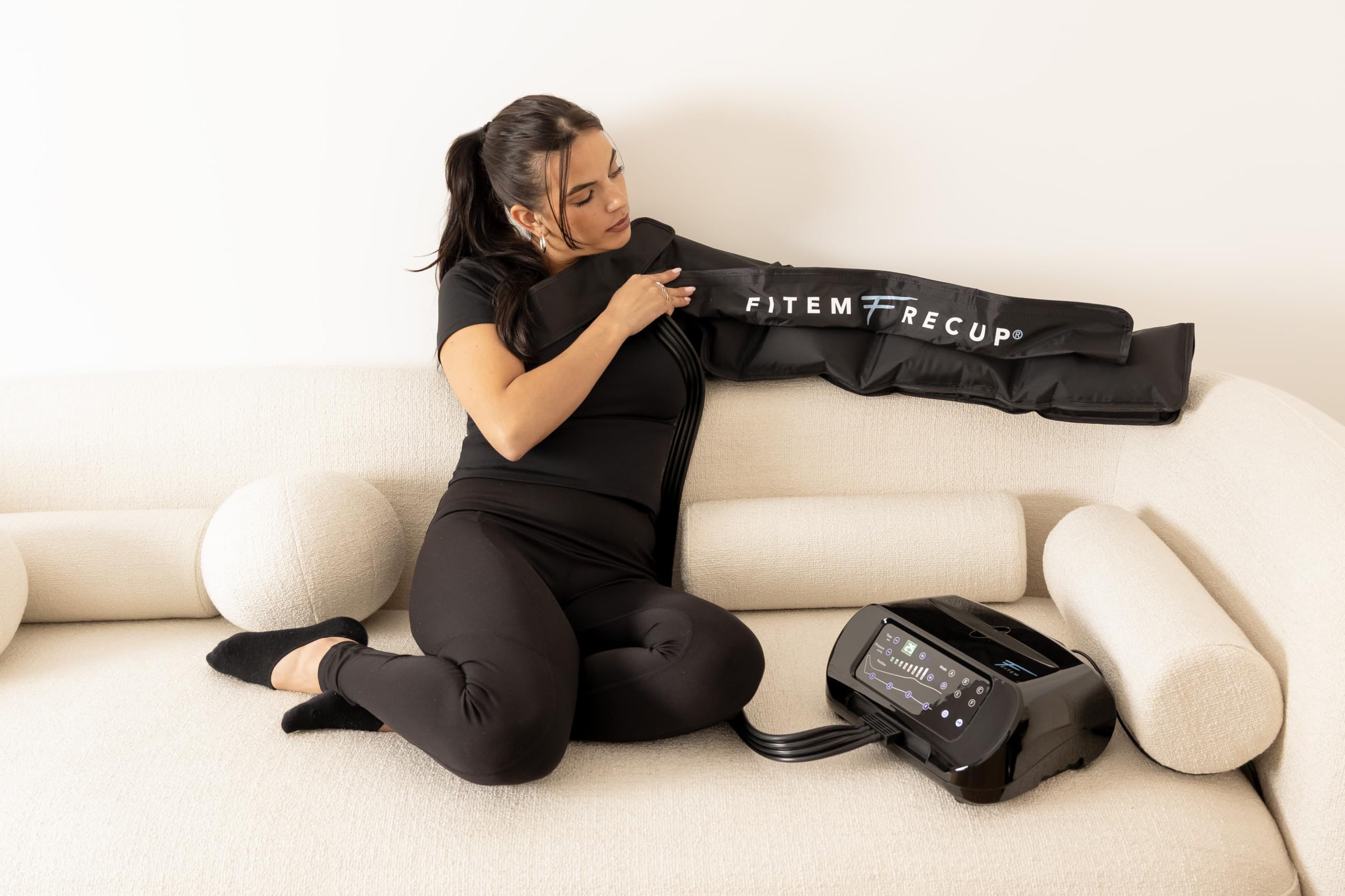 FITEM Pack Manchon de Bras FIRST 4 – Pressothérapie 4 Chambres – Drainage Lymphatique – Récupération Musculaire – Appareil Professionnel