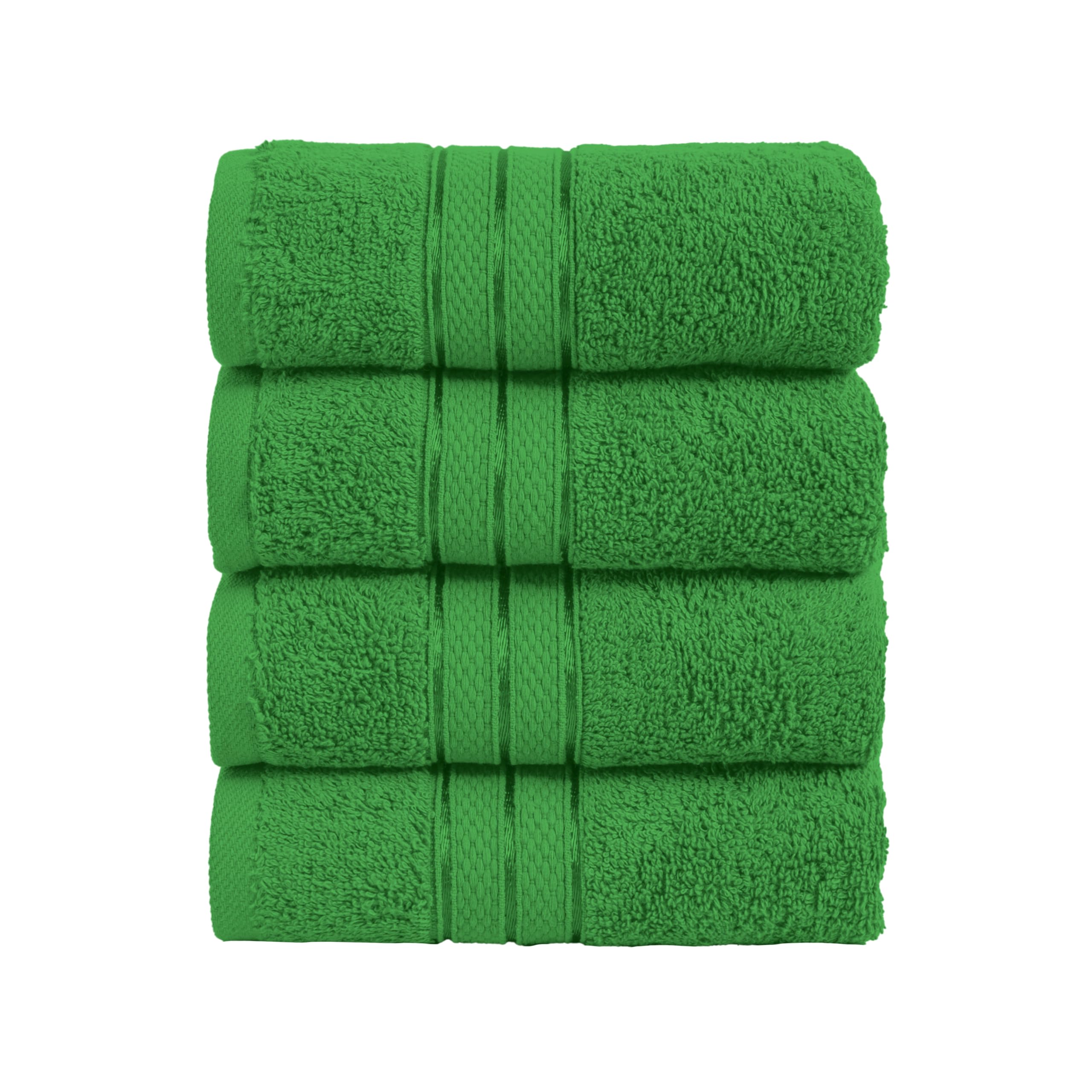 Elegant Comfort Three Line Popcorn Towel Set for Bathroom 16 x 28 inches, Premium Hotel Quality 4-PACK Hand Towels, 100% Turkish Cotton, Soft and Durable, Quick Dry and Highly Absorbent, Emerald Green