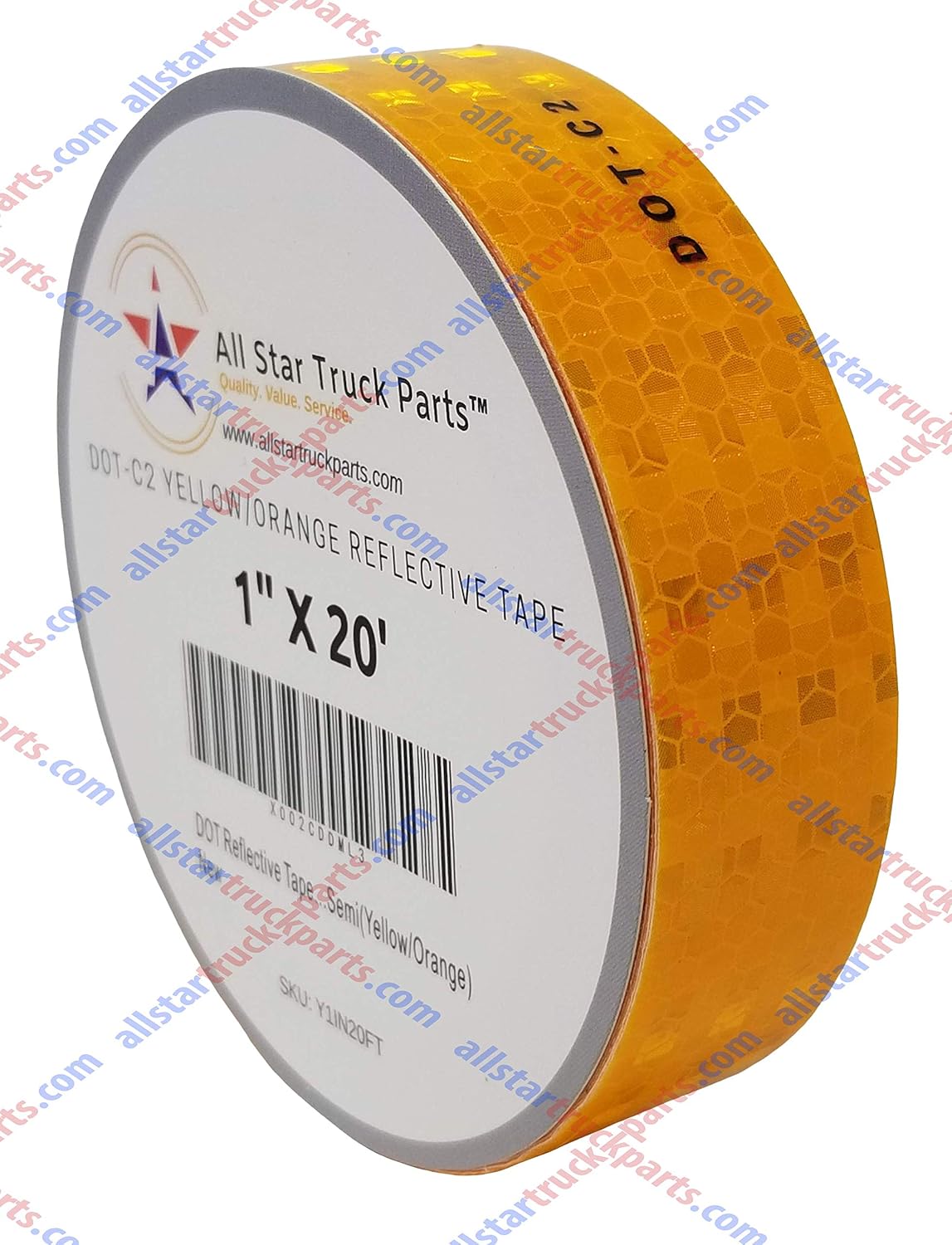DOT-C2 Reflective Tape, Yellow/Orange Safety Warning Hazard Caution Conspiciuity Tape for School Bus Truck Trailer Boat Semi Motorcycle Bike and Helmet Waterproof (1 in x 50 FT)