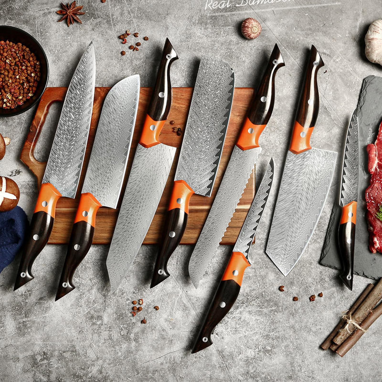 Premium 8-Piece Knife Set with Wood Handle Razor-Sharp German Engineered Knife Informed by over 100 Years of Masterful