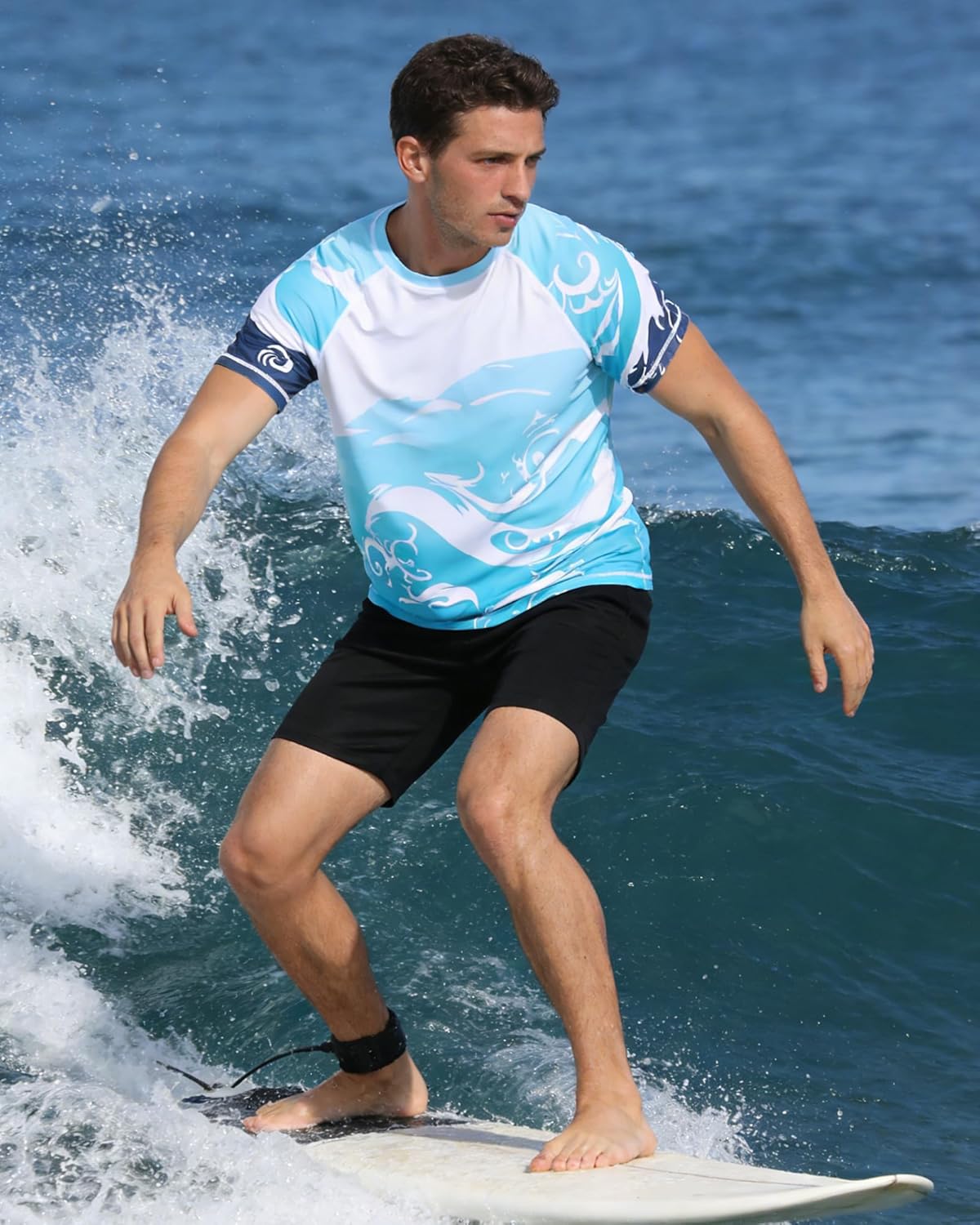 VAYAGER Men's Swim Shirts Rash Guard UPF 50+ Short Sleeve Sun Protection Fishing Tops for Surfing