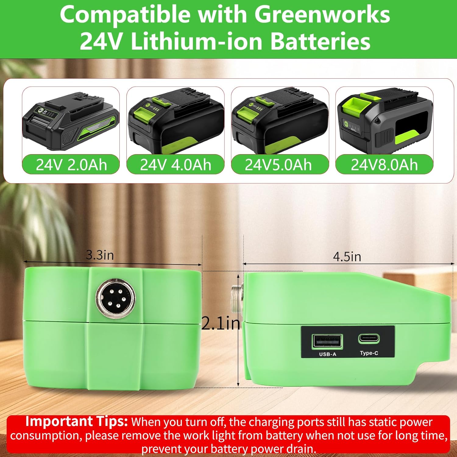 Cordless Soldering Station Compatible with Greenworks 24V Battery, Electric Soldering Iron with USB & Type C Port, Adjustable Temperature for DIY Projects, Appliance Repair (No Battery)