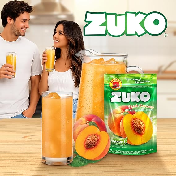 Zuko Peach Instant Powder Drink Mix Family Pack, 14.1 oz (6 Pack)