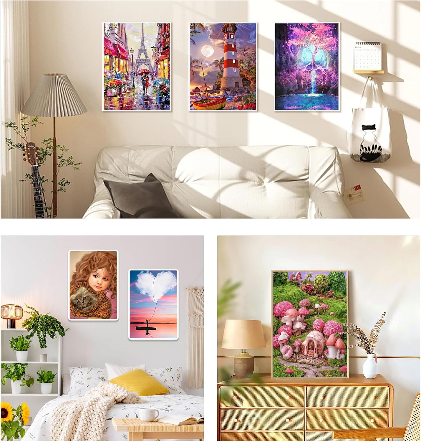 AiYuanzsh 12 Pack Diamond Painting Kits, 50 Pictures Scenery 12, DIY Paint with Diamonds Art Crystal Rhinestone Round Drill Diamond Painting Kit Cross Stitch for Home Wall Craft Decor