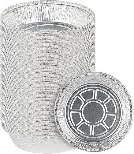 Miniatura 6 de Mr Miracle Paquete de 50 sartenes desechables de papel de aluminio Sartenes circulares de aluminio de 8 pulgadas, ideales para hornear, almacenar,