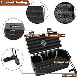 Flauno Travel Cigar Humidor - Portable Cigar Case kit with Cigar Cutter, Cigar Punch, Cigar Holder, Humidifier & Dropper, Waterproof, Crushproof, Airtight (Holds up to 15 Cigars)