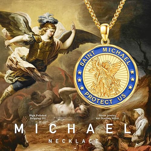 Vista 190 de Collar con colgante de plata de ley 925 con medalla de San Patrón, joyería religiosa para hombres y mujeres, con cadena de acero inoxidable 316L