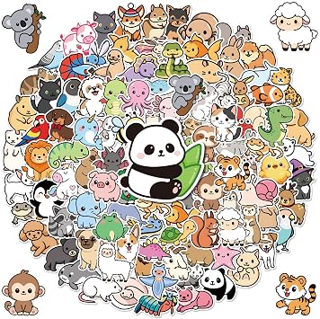 Anwyll 300Pcs Animal Stickers - Cute Animal Water Bottle Stickers Waterproof Vinyl Animals Sticker Bulk Self Adhesive Pet Reward Sticker for Baby Teacher Classroom Back to School Sufari Party Decor