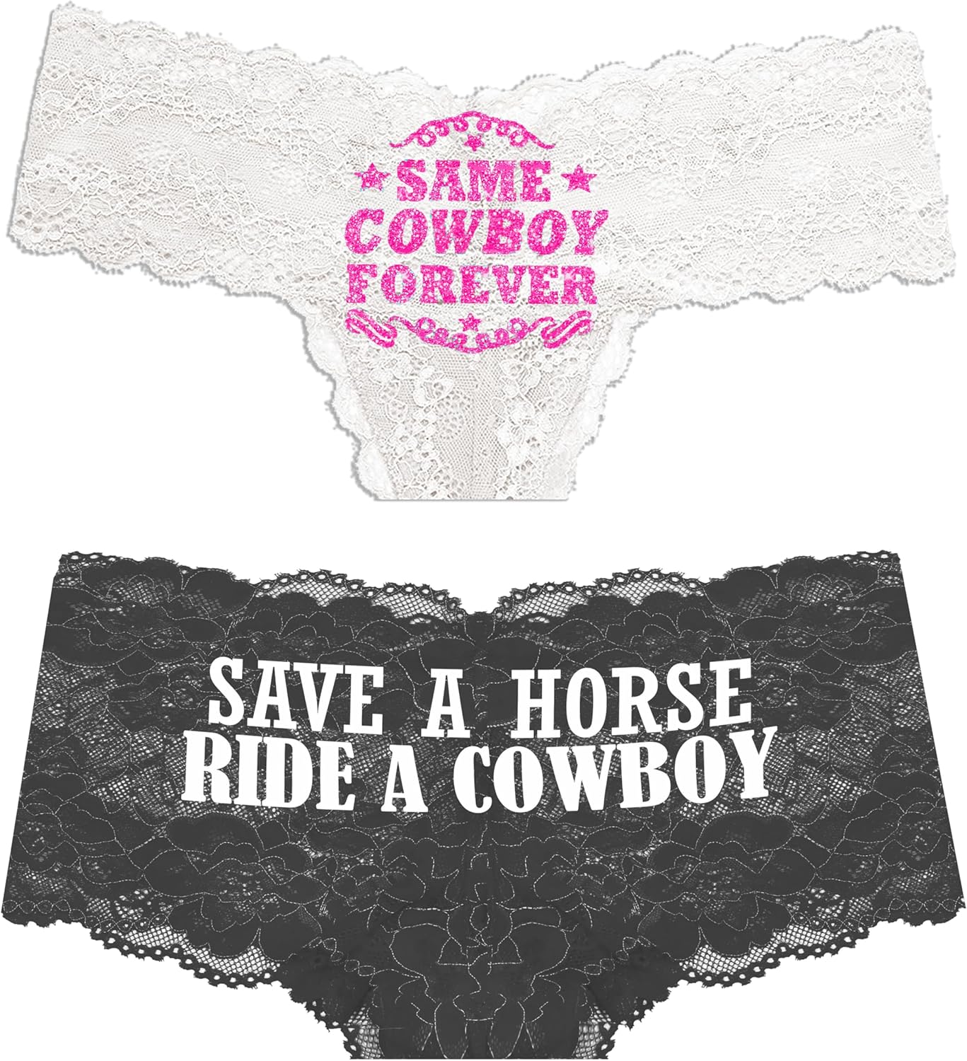 RhinestoneSash Same Cowboy Forever Bachelorette - Funny Western Lingerie Gifts for Bride - Save A Horse Ride A Cowboy Panties