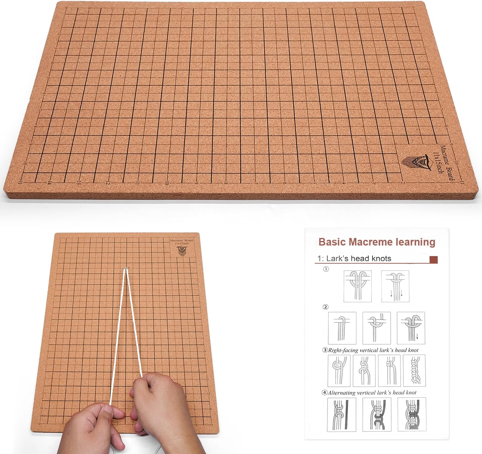 12X16 in Macrame Board for Braiding & Cording: Macramé Project Board for Braiding Bracelet Creating Macrame and Knotting Creations (12X16IN)
