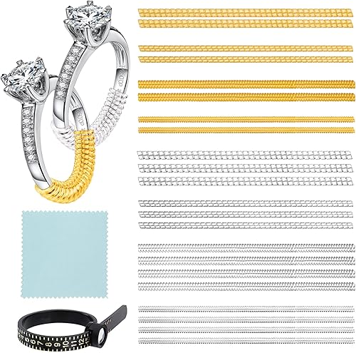 Ajustador de tamaño de anillo para anillos sueltos, 22 piezas de protectores de anillos invisibles, 4 tamaños, tensor de joyería de anillo de