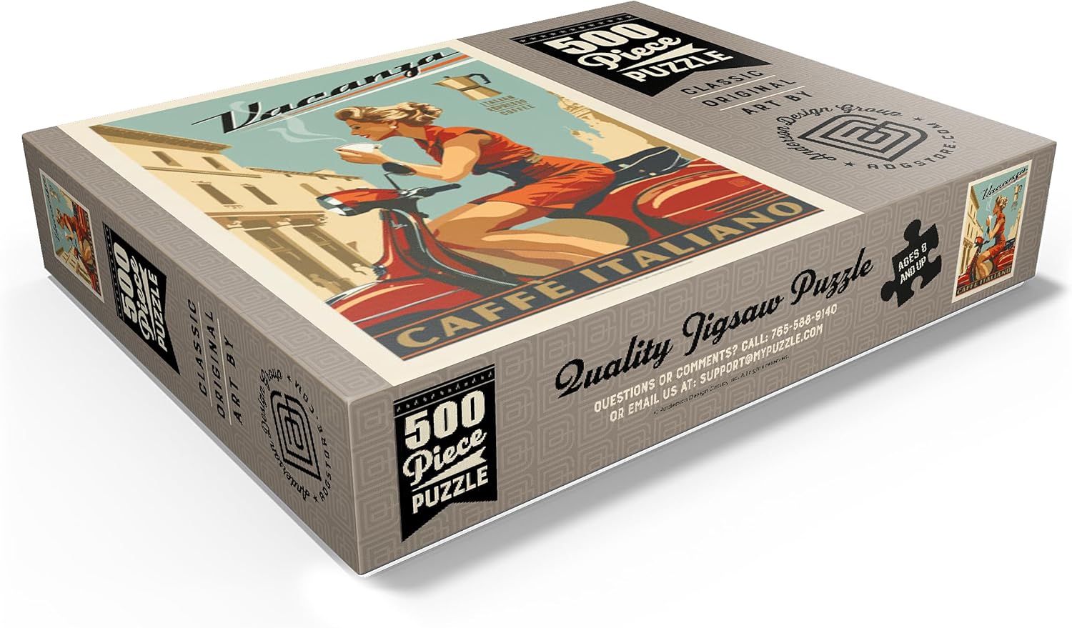 MyPuzzle Vacanza Italiana Coffee, Vintage Poster - Premium 500 Piece Jigsaw Puzzle for Adults