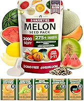 HOMEGROWN 5 Heirloom Melon Seeds Variety Pack: Watermelon, Cantaloupe, Honeydew, Sugar Baby - Non-GMO, 85-90% Germination, Home Garden Grow Guide