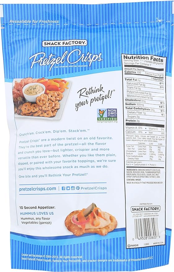 Snack Factory Original Pretzel Crisps, 7.2 oz miniatura 2