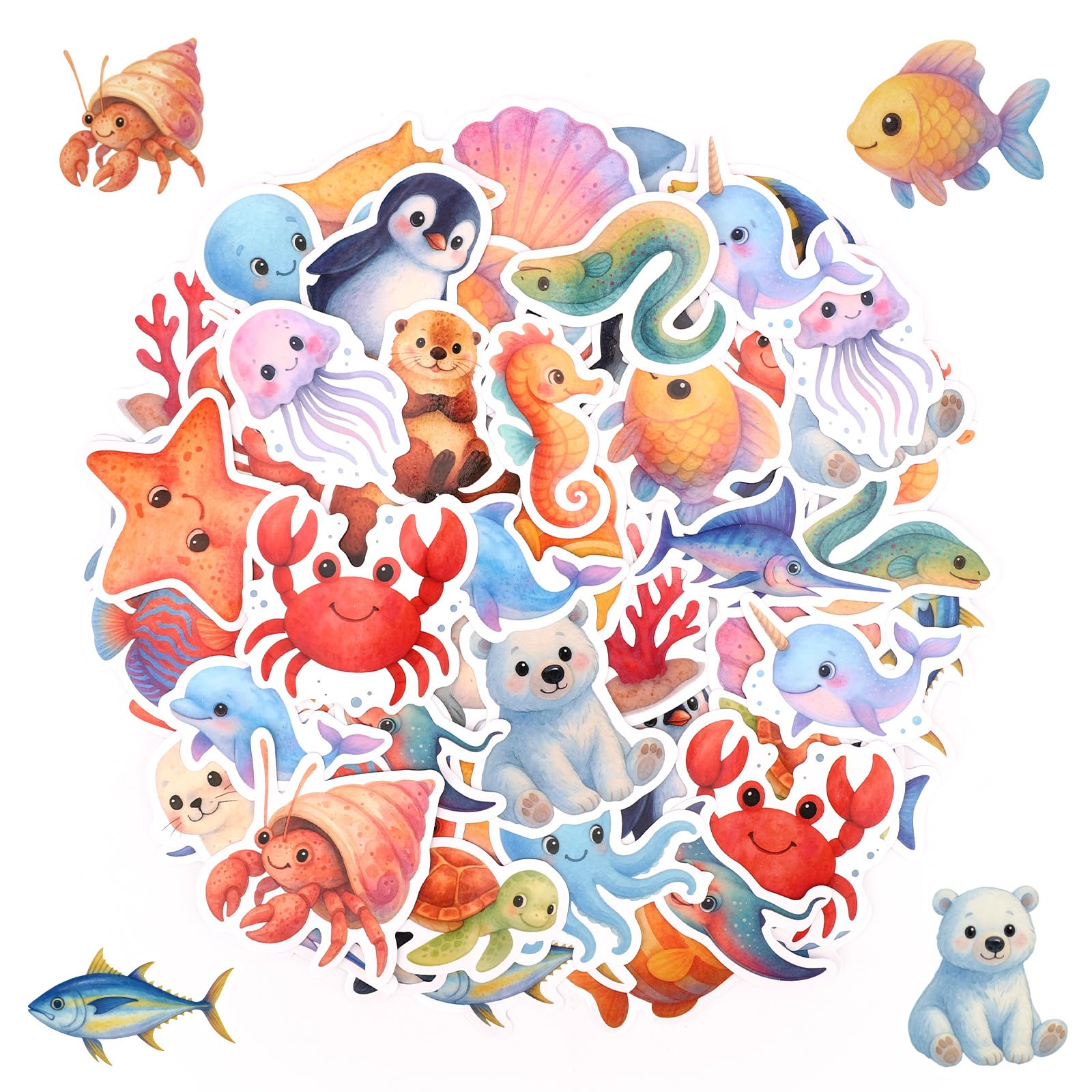 60pcs Ocean Animal Stickers
