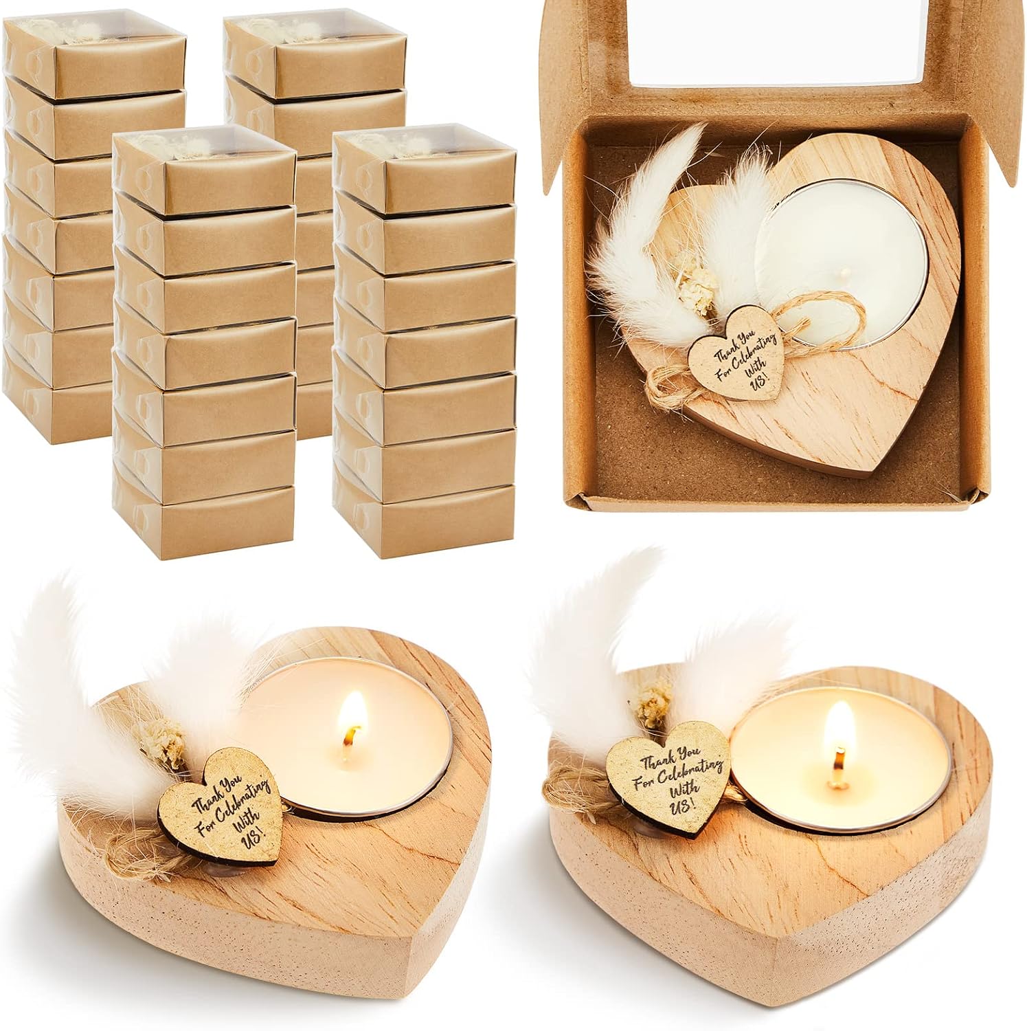 Amazon.com: 50 Pcs Bridal Shower Favors Candles Rustic Wedding Favors ...