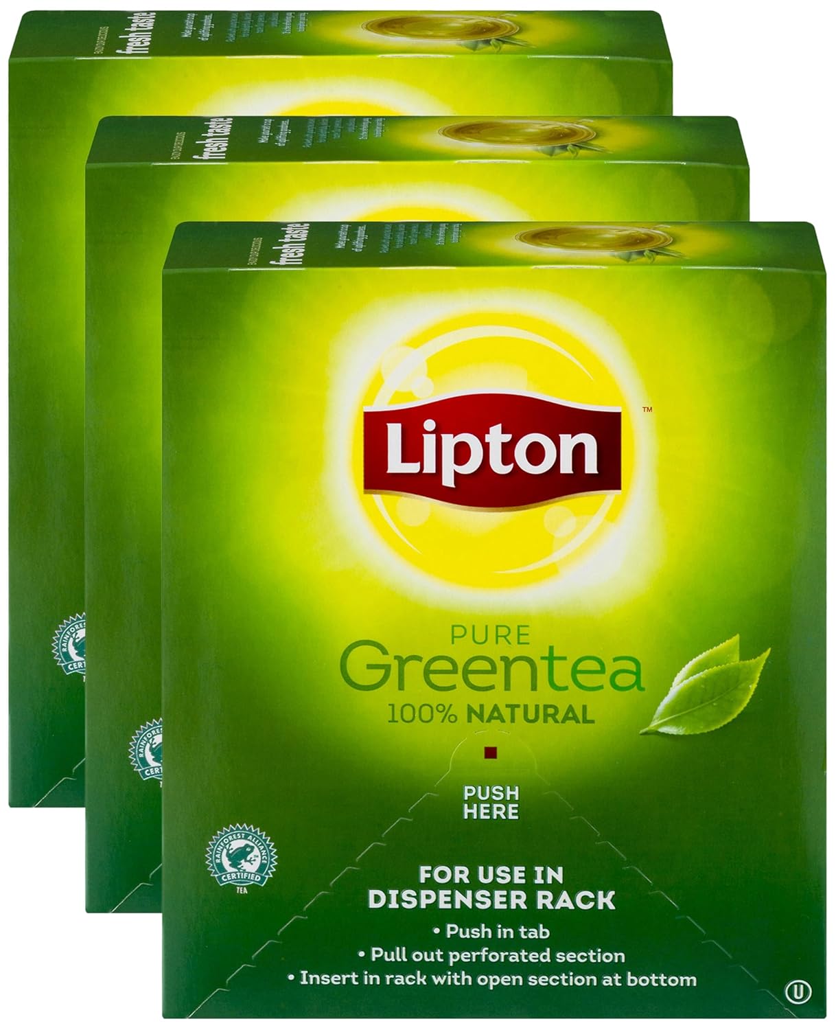 Lipton Green Tea, 100 Percent Natural, 100 Count (Pack of 3)
